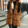 2020 automne hiver femmes manches gilet à capuche chaud Double épaississement fausse fourrure Patchwork femme hiver chaud veste d'extérieur