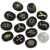 Natural Witches Runes Stones Conjunto de 13 Cristal de curación con símbolos Gypsy Reiki grabados para la adivinación de meditación294V
