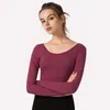 yoga long-sleeved T-shirt with chest pad cross-body sports top quick-drying running fitness gym clothes women shirts