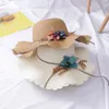 Mode barn barn sol hatt tjej sommar blommig design strand halm hattar platt mössa 4-8y söt toddler tjej tillbehör hatt 2020