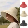 Nuevo sombrero de paja de ala ancha para mujer, sombreros Fedora con forma cóncava a la moda para escenario de pasarela, gorra de protección solar con cordón para playa de verano YL5249h