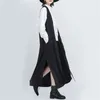Koreanska casual kvinnor väst lös solid mörk lång kappa våren 2022 Autumn ärmlös mode lady's X-long cardigan slips upp1 stra22