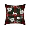 2020 Christmas Pillow Covers Red Plaid Elk Throw Pillow Case Square Sofa Pillowcase Plaid Printing Couch Cushion Cover Christmas Decor