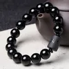 Ny Crystal Black Obsidian Bead Dragon Phoenix Strand Armband för män Kvinnor Par Lovers Buddha Lucky Amulet Smycken