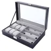 Watch Boxes & Cases 2 6 10 12 Girds Leather Carbon Fiber Box Jewelry Storage Organizer For Earrings Rings Bracelet Display Holder 294v