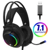 Gaming Headset 7.1 Surround Sound USB 3.5mm bekabelde game-hoofdtelefoon met microfoon Stereo LED USB-hoofdtelefoon voor PC PS4-gamers