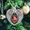 Sublimacja Spółki Boże Narodzenie Ornament Dekoracje Angel Wings Kształt Puste Dodaj swój własny obraz i tło Nowe YJl44