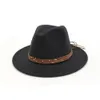 Vintage Retro Plain Dyed Wool Felt Black Women's Hats Flat Brim Fedora Hat Wholesale Classic Unisex Jazz Trilby 60 CM