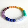 MG0771 6 mm Edelstein-7-Chakra-Armband, zierliche Heilkristalle, Geburtsstein-Mala-Armband, Granat-Sonnenstein, Lapislazuli-Armband