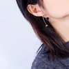 Pendientes colgantes circulares con bola de acero inoxidable de diseño elegante a la moda para mujeres y niñas, oro rosa