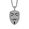 V wie Vendetta-Maskenanhänger mit Zirkon-Hip-Hop-Halskette247b