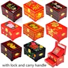 3 Laag handvat lakwaren Chinese vintage houten opbergdoos met slot home decor schuiflade sieraden make-up box bruiloft kerstcadeau