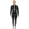 Womens Tracksuit 섹시한 피트니스 캐주얼 2 피스 세트 Tracksuit 여성 스트라이프 자른 탑과 바지 Jogger Two Piece Outfits