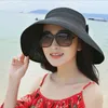 Kvinnor Ladies Summer Wide Brim Roll Up Foldbar Sun Beach Straw Visor Hat Cap