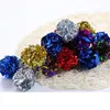 12pcs Multicolor Mylar Crinkle Ball Pet Cat Toys Ring Paper Dog Toy Interactive Sound Ring Paper Kitten Playing Balls For