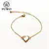 FUWO Mode Zeeschelp Armband Met 24 K Goud Gevuld Messing Ketting Elegant Hart Armband Sieraden Hele BR5183135