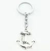 Fashion 20pcs/lot Key Ring Keychain Jewelry Silver Plated Anchor Charms silver pendant Gift