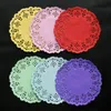 200 pièces 3.5 "coloré rond dentelle papier napperons gâteau papier tapis Vintage caboteur napperon mariage fête d'anniversaire décoration de Table