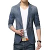 Wiosna Moda Brand New Blazer Trend Dżinsy Garnitury Casual Suit Slim Slim Fit Denim Kurtka Mężczyźni