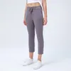 Yoga Outfits byxor Gym Kläder Kvinnor Leggings Skinvänlig Naken Drawstring Stretch Slim Fit Running Sport Workout Casual Capri Tights