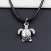 Bateau libre 20 pcs/lot Antique argent Tortue Tortue Mer Ras Du Cou Charmes Noir En Cuir Collier DIY