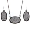 Ovale stijl hars drusy druzy ketting oordingen luxe designer sieraden set voor vrouwen bruiloft feest mki cadeau kerst