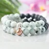 MG0942 Etherische olie Diffuser Sieraden Mint Groene Kiwi Armband Lava Bead Energy Armband Aromatherapy Chakra Armband