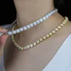 Choker Iced Out Bling 5A Cubic Zirconia Cz Women Jewelry Geometric All Round Clear Paved Cluster Tennis Chain Choker Necklace1638850