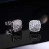 Choucong потрясающие ювелирные изделия квадратные стерлингового серебра Pave белый сапфир CZ бриллианты драгоценные камни вечерние женские серьги-гвоздики подарок