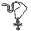 MD Fashion Boho Jewelry Natural Stones Long Knotted Black Metal Corss Necklaces Dropship2209150