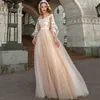 Lorie кружевные аппликации A-Line Свадебное платье фонарь рукава Свадебные платья Vestido de Novia Princess Wedding Party платье