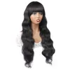 Meetu Body Wave Full Machine Made None Lace Wig With Bangs Natural Color Human Hair Wigs For Women All Ages 8-28inch