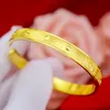 Romantyczna miłość You Bangle 18k Yellow Gold Wypełnione Klasyczne Womens Mankiet Bransoletka Walentynki High Polished