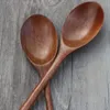 Wooden Spoons, 6 Pieces Wood Soup Spoons for Eating Mixing Stirring Cooking, Long Handle Spoon with Japanese Style Kitchen Utens