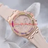 NOUVEAU Montre femme avec diamants colorés reloj de lujo montres Bracelet en caoutchouc beige Japon mouvement à quartz Chronographe montres de luxe pour fe243C