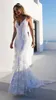 BacklakeGirls Sexy Deep V Neck Sleeveless Mermaid Wedding Dresses Criss Cross Straps Backless Lace Bride Dresses Robe De Mariee198J