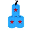 Силиконовые Dog Tag Подвеска с Star Детские Прорезыватель Зубные игрушки Оральный Сенсорное Аутизм Chew Игрушка ожерелье силикона