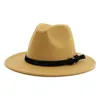 Unisex Fedora Mit Gürtel Frauen Vintage Trilby Caps Baumwolle Warme Jazz Chapeau Femme Breite Krempe Hut Herbst Winter