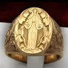 Vintege Punk Fashion Rings For Men Rock Virgin Mary Hand Pattern Memento Character Design Gold Color Retro Ring 03T754