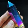 10шт Cracked Радуга Titanium Flame Aura Кварцевый генератор Сетка башня Обелиск Висмут Titanium кремния Dt Wand Постоянная точка Чакра