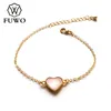 Fuwo moda seashell pulseira com 24k ouro enchido cadeia de bronze elegante pulseira de coração jóias por atacado br518