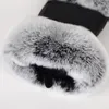 Winter Mode Zwart Half Vinger Lederen Handschoenen Schapen Huid Bont Halve Vinger Vingerloze Handschoenen Bont Mond