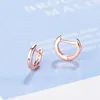 925 Sterling Silver Simple + Cubic Zirconia Small Hoop Earring för Kvinnor Toppkvalitet 925 Silver Smycken Rose Gold