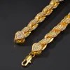 Lodowane łańcuchy Naszyjniki męskie Hiphop lodowane biżuteria Rose złoto srebrny łańcuch Hip Hop Naszyjnik 8417870
