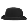 Gemvie 4 Boyutlar 100 Yün Kuşak Siyah Bowler Hat Erkekler Kadınlar Saten Kapalı Moda Partisi Formal Fedora Kostüm Sihirbaz Cap12382055