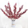 Flores decorativas grinaldas 12 galhos de natal frutas ricas em berry vermelho 112 cm de espuma falsa plantas de holly plantas artificiais Árvore7570505