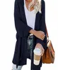 Kadınlar Kış Hırka Moda Cashmere Katı Örme Triko Uzun Kollu Örgü Hırka Açık Ön Büyük Ova Outwear Coat LSK1312 Cepler