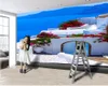 Carta da parati 3d foto murale foto sfondo 3d murale splendida vista mare con fiori delicati soggiorno camera da letto da parati