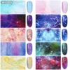 10 Adet Tırnak Folyo Sticker Set Holografik Yıldızlı Gökyüzü Yapıştırıcı Sarar Mermer Taş Transferi Folyolar Manikür Nail Art için Çıkartması Kağıt