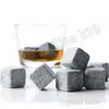 9 pièces/ensemble pierres naturelles de haute qualité pierres à whisky refroidisseur roche stéatite glaçon avec pochette de rangement en velours T500164